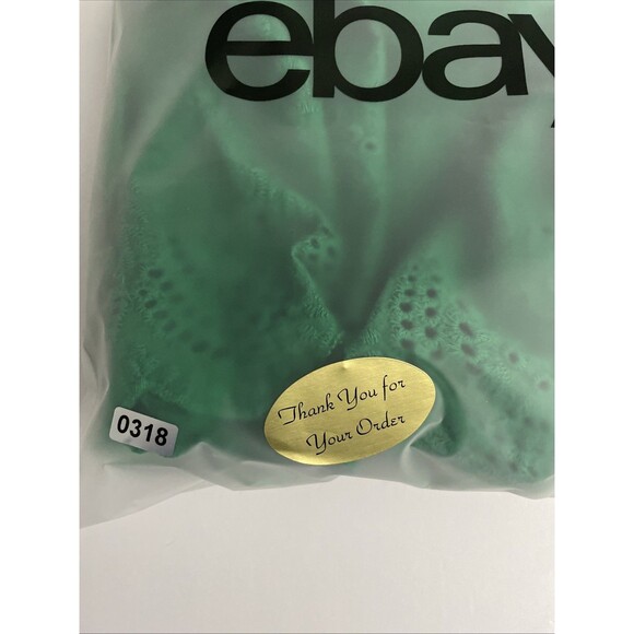 TECE Green Women’s Dress Embroidered Eyelet Scalloped Hem & Sleeves Bohemian L - Picture 14 of 14